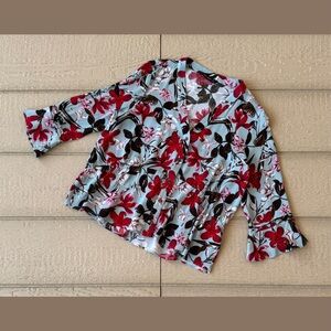 ZARA Basic Button-Down 3/4 Sleeve Peplum Blouse